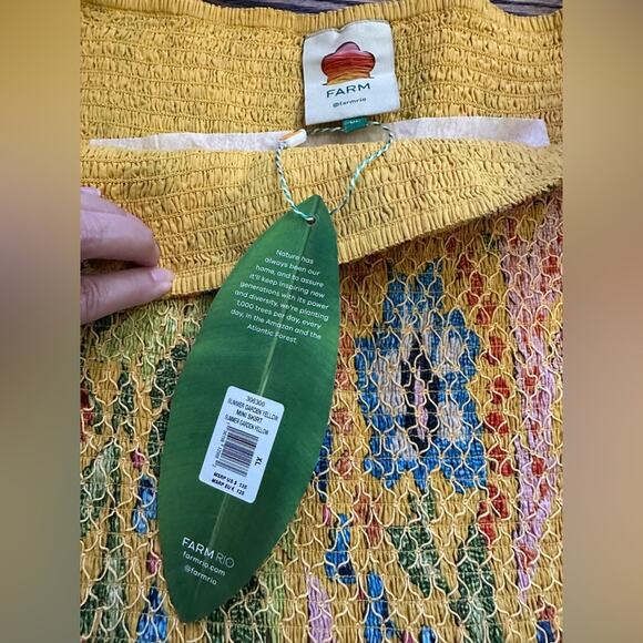 FARM RIO Summer Garden Dream Yellow Multi Floral Ruffled Mini Skirt XL, NWT - Picture 8 of 11